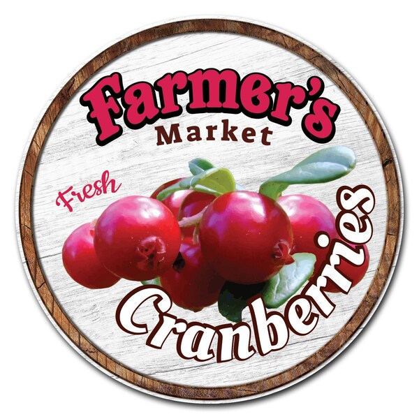 Signmission Farmers Market Cranberries Circle Vinyl Laminated Decal, D-48-CIR-Cranberries D-48-CIR-Cranberries - main